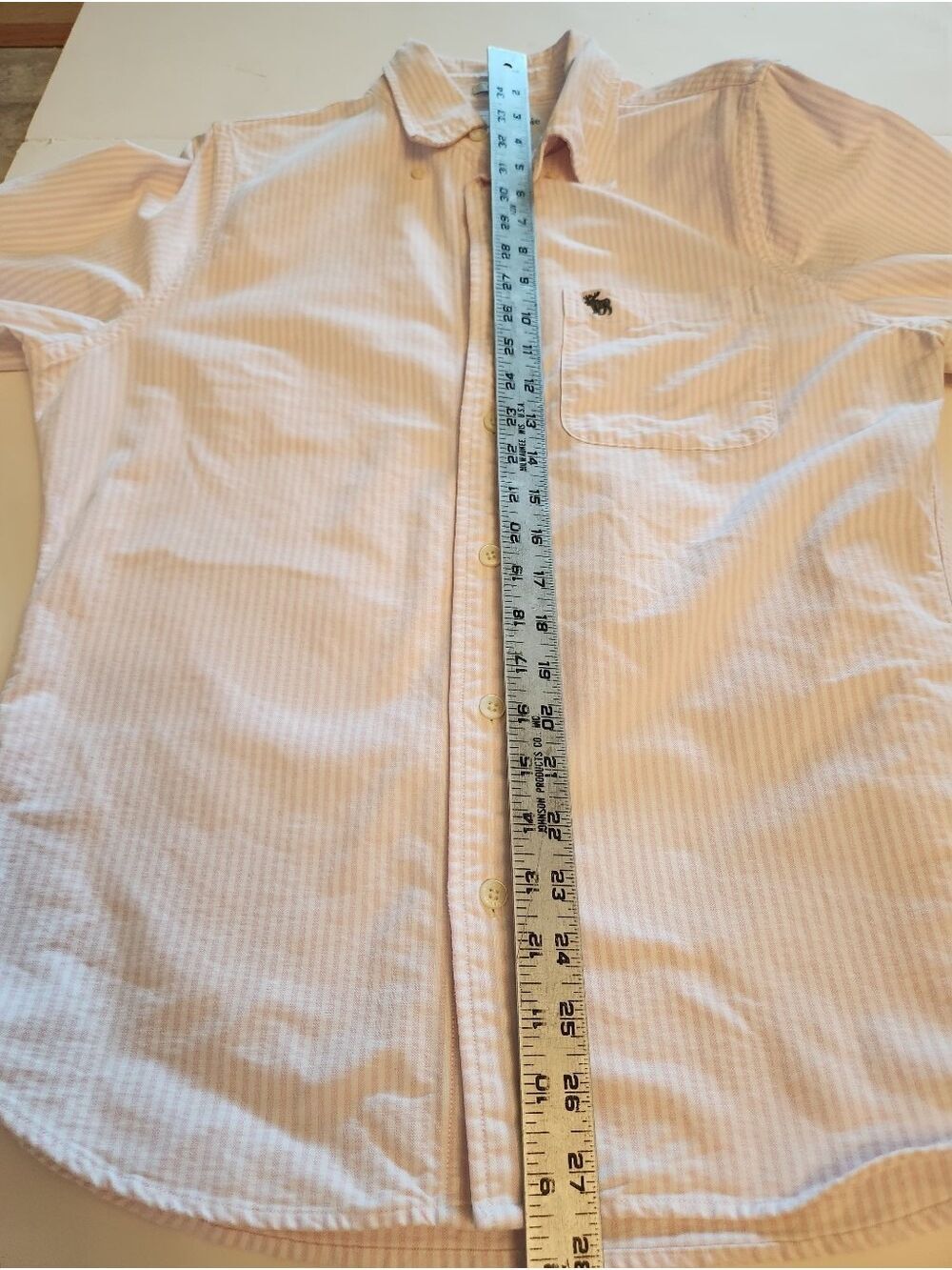 Abercrombie & Fitch Men's M Pink White Striped Oxford Muscle Button Down Shirt - Picture 11 of 11